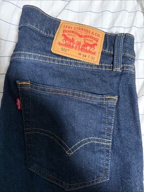 Levi's Men's Straight Jeans in Dark Blue Denim